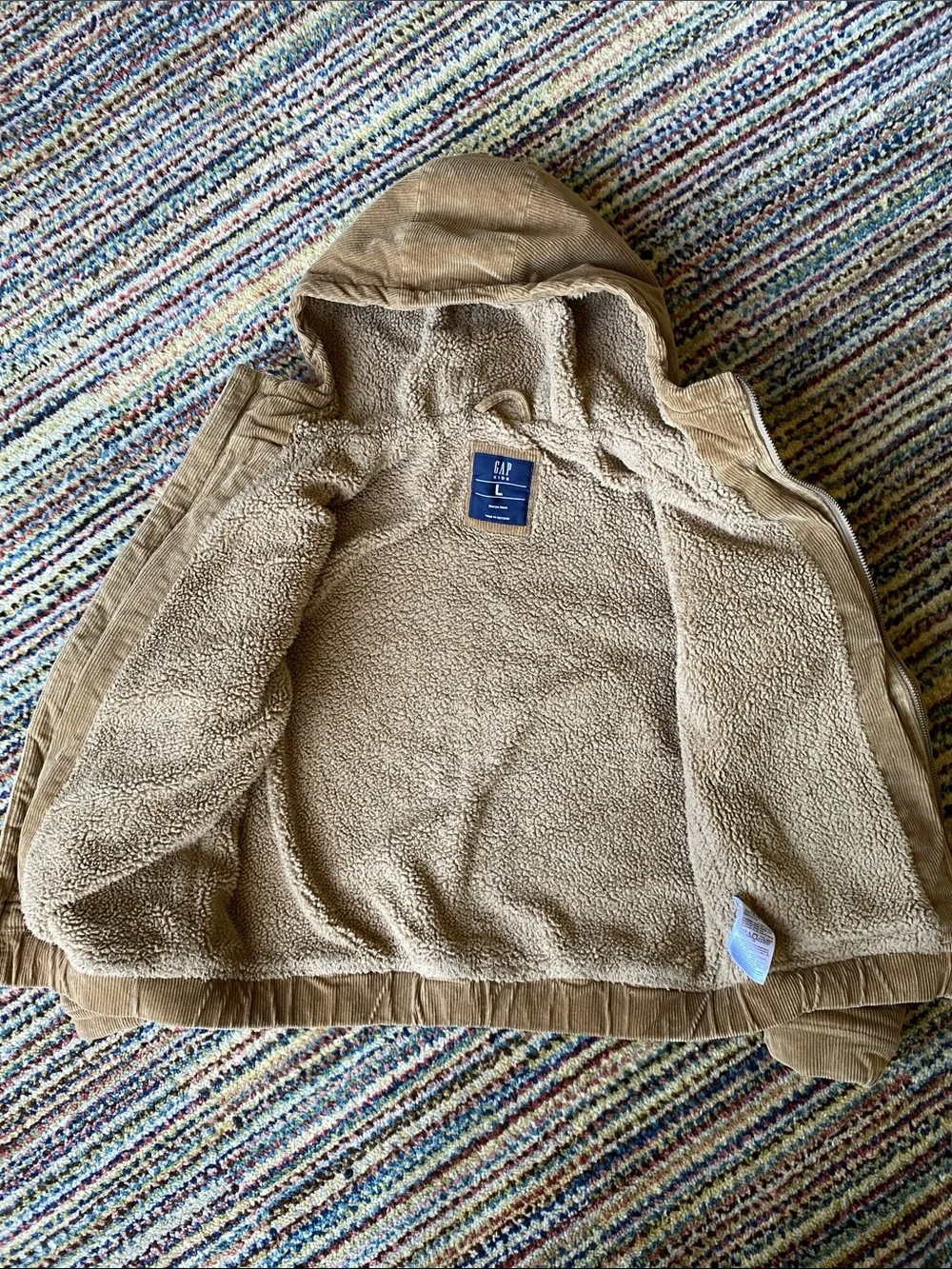 GAP Kids Tan Corduroy Hooded Zip Jacket